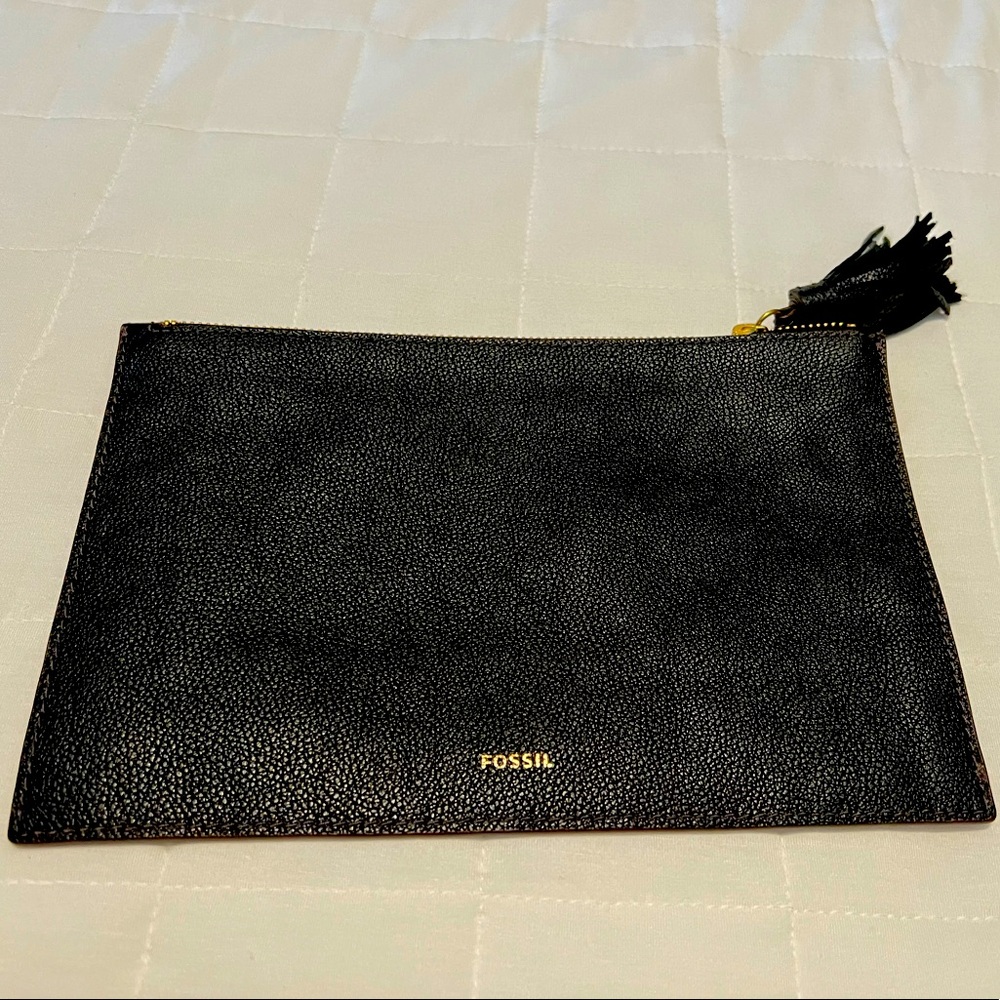 Leather Fossil Pouch Clutch Bag